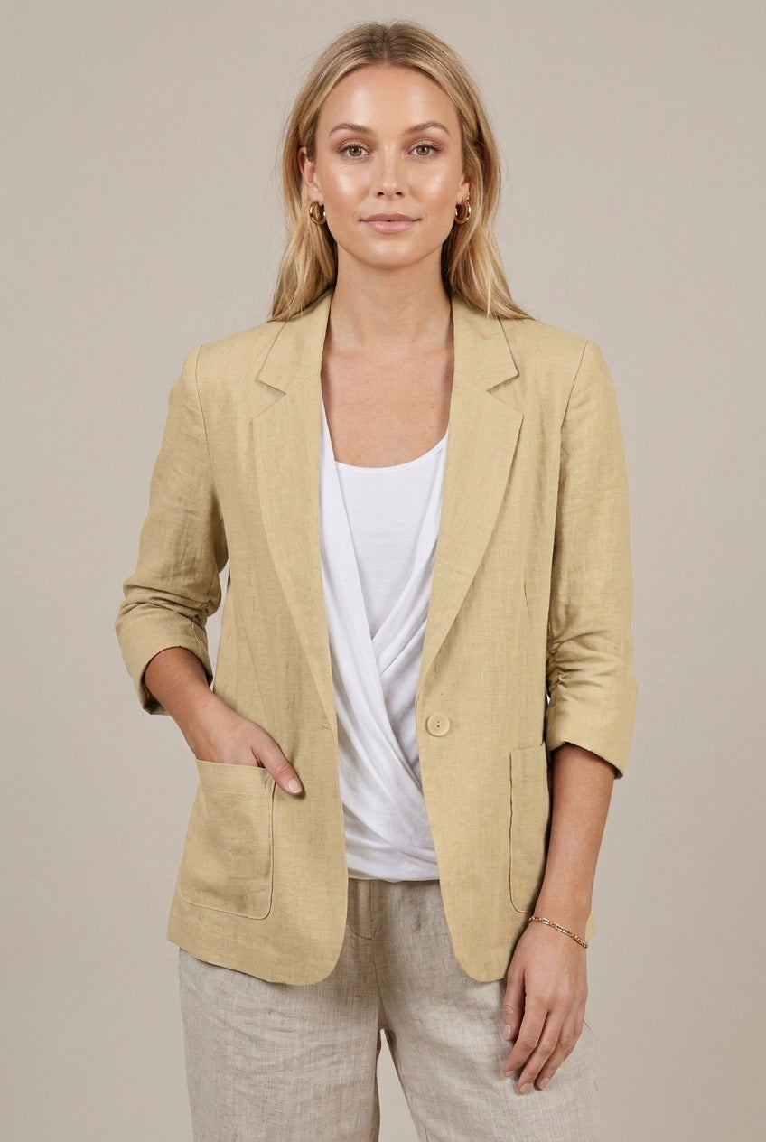 Elena | Relaxed Fit Linen Blazer - ginlerie 4