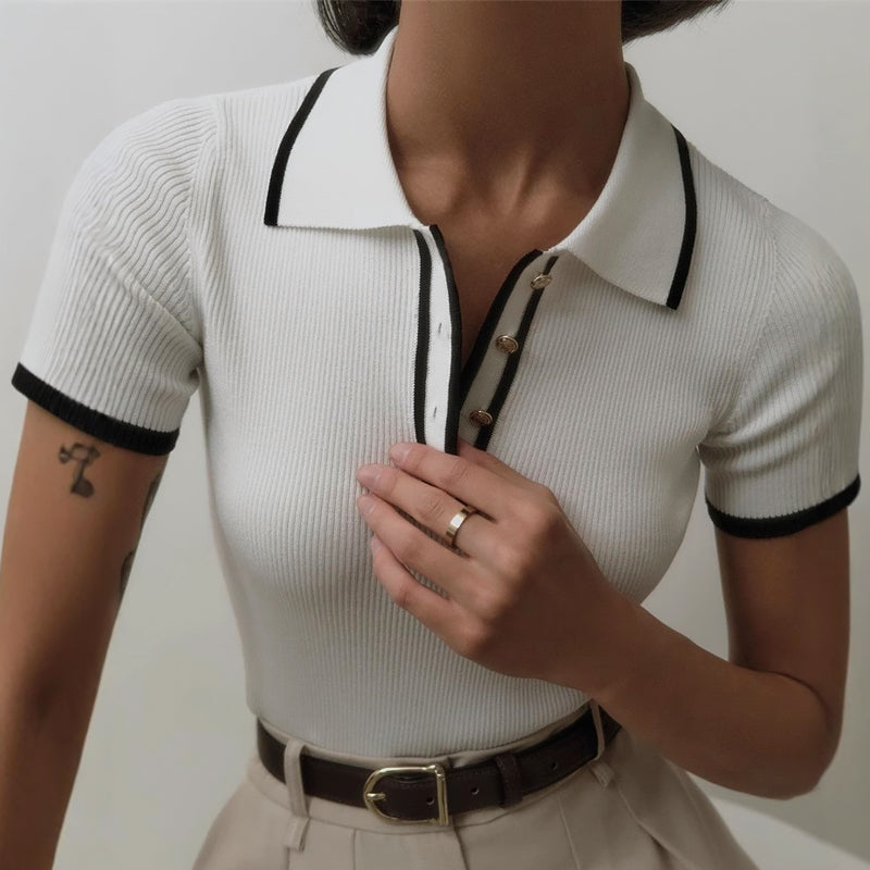 Elena | Ribbed Knit Top - ginlerie 4