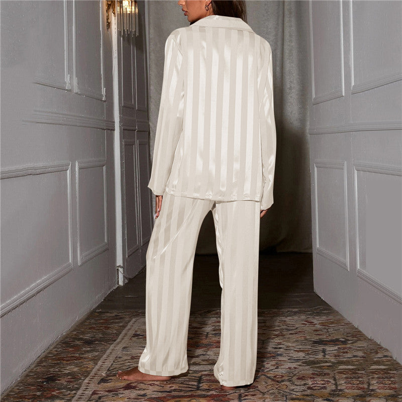 Elena | Satin Stripe Pajama Set - ginlerie 12