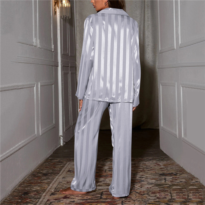 Elena | Satin Stripe Pajama Set - ginlerie 8