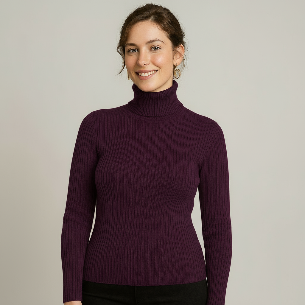 Elena | Slim Fit Ribbed Turtleneck Sweater - ginlerie 0
