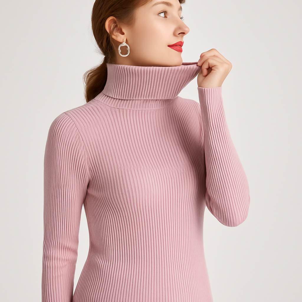 Elena | Slim Fit Ribbed Turtleneck Sweater - ginlerie 3