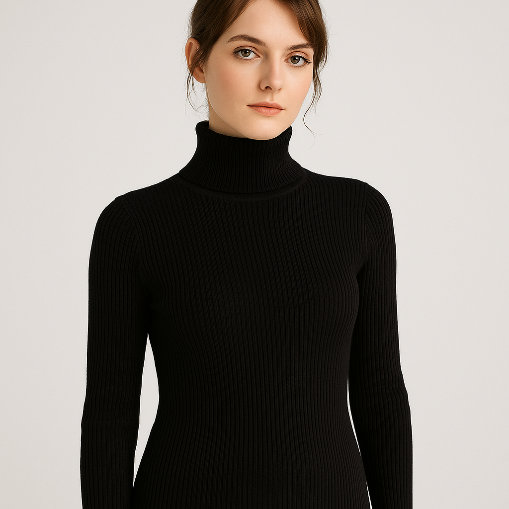 Elena | Slim Fit Ribbed Turtleneck Sweater - ginlerie 4