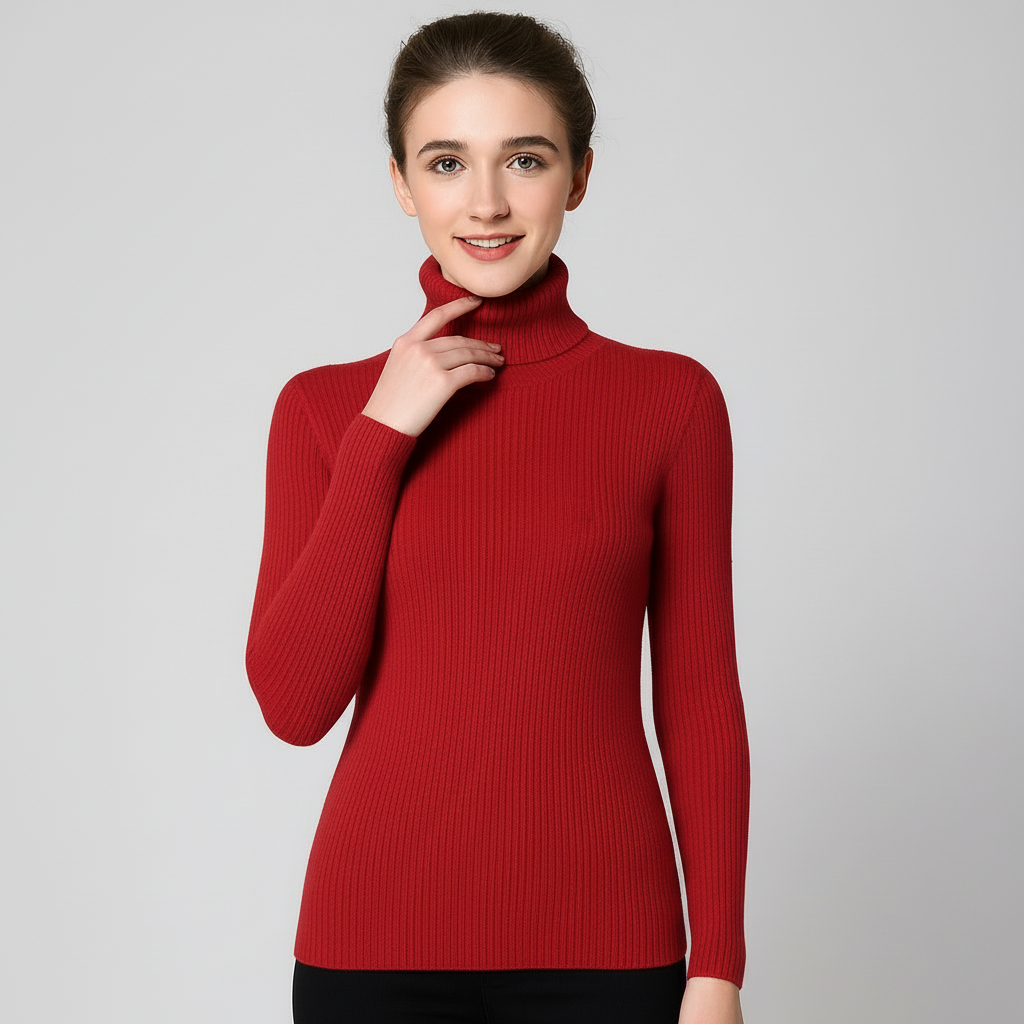 Elena | Slim Fit Ribbed Turtleneck Sweater - ginlerie 7