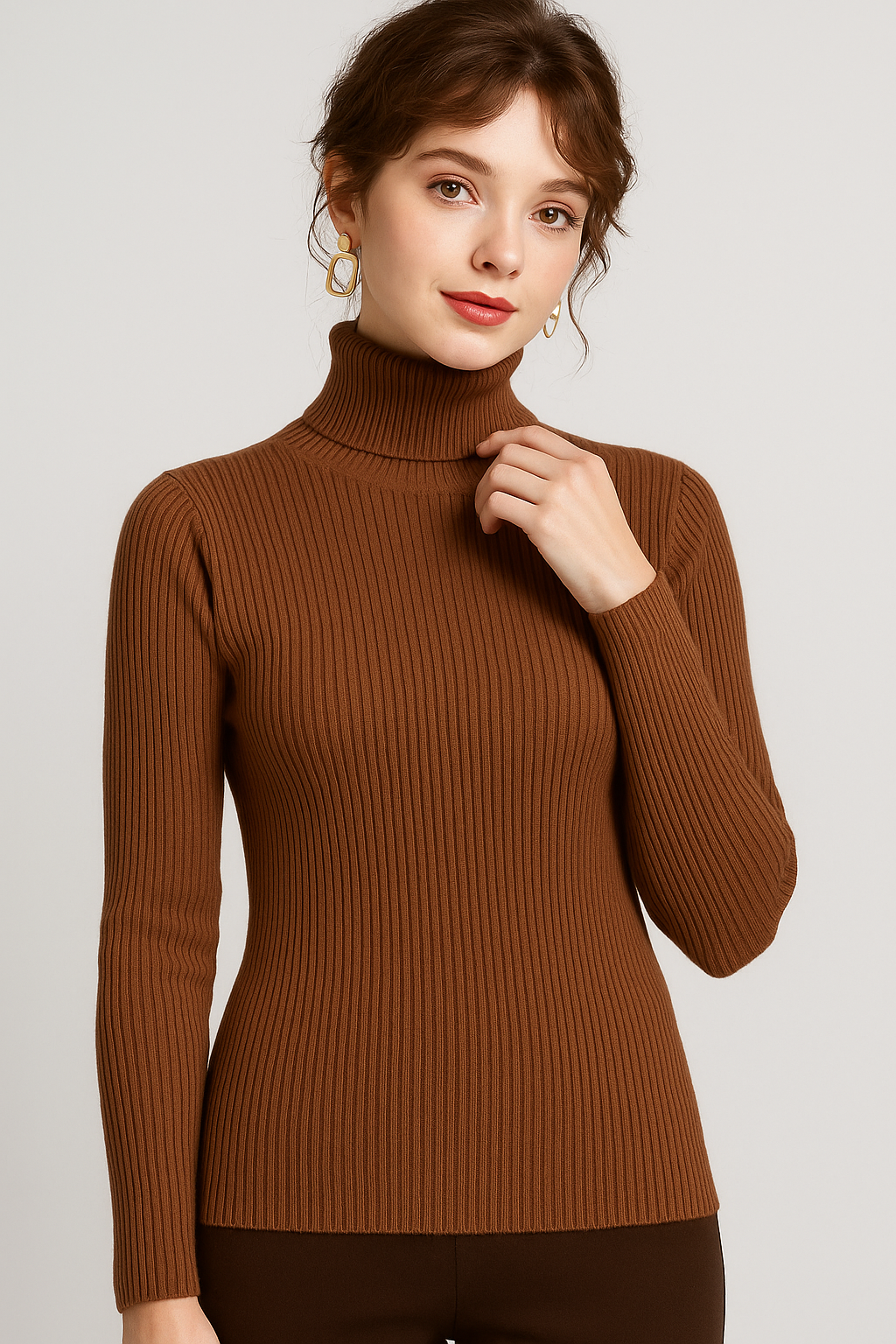 Elena | Slim Fit Ribbed Turtleneck Sweater - ginlerie 8