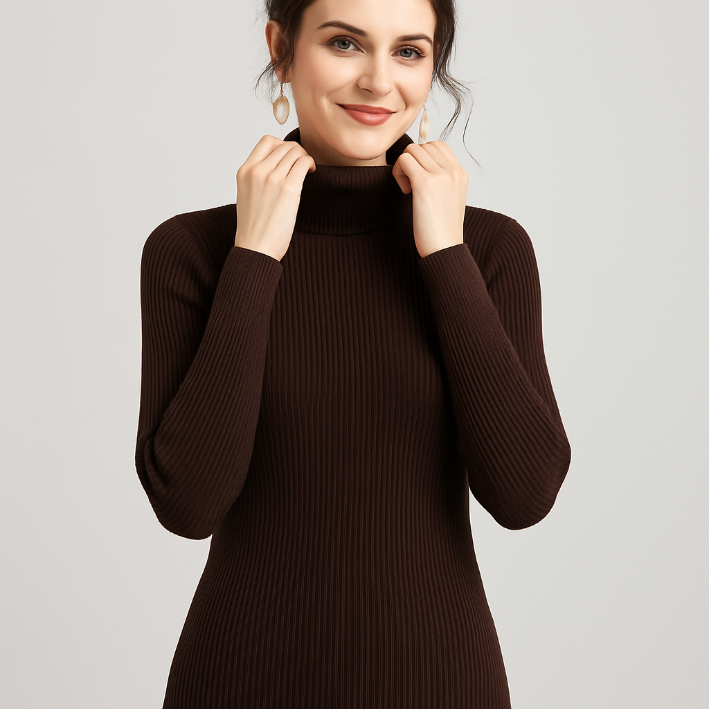 Elena | Slim Fit Ribbed Turtleneck Sweater - ginlerie 9