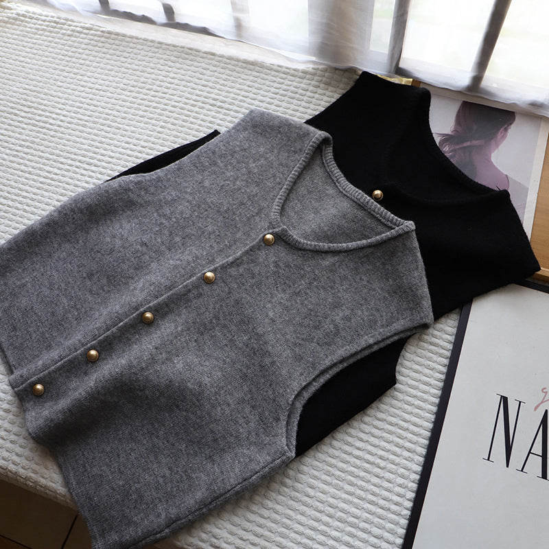 Elena | Soft Button Closure Vest - ginlerie 3