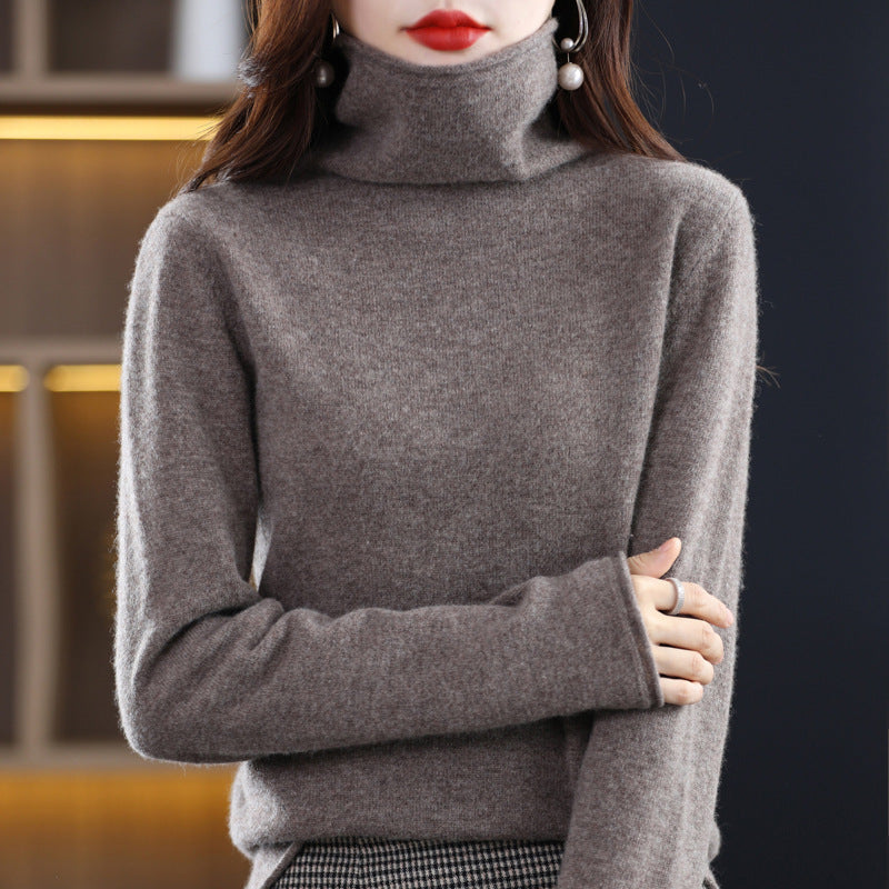 Elena | Stacked Collar Wool Blend Sweater - ginlerie 0