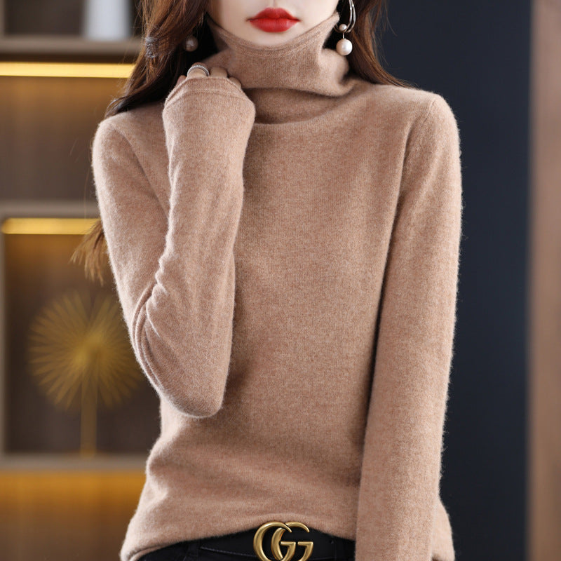 Elena | Stacked Collar Wool Blend Sweater - ginlerie 2