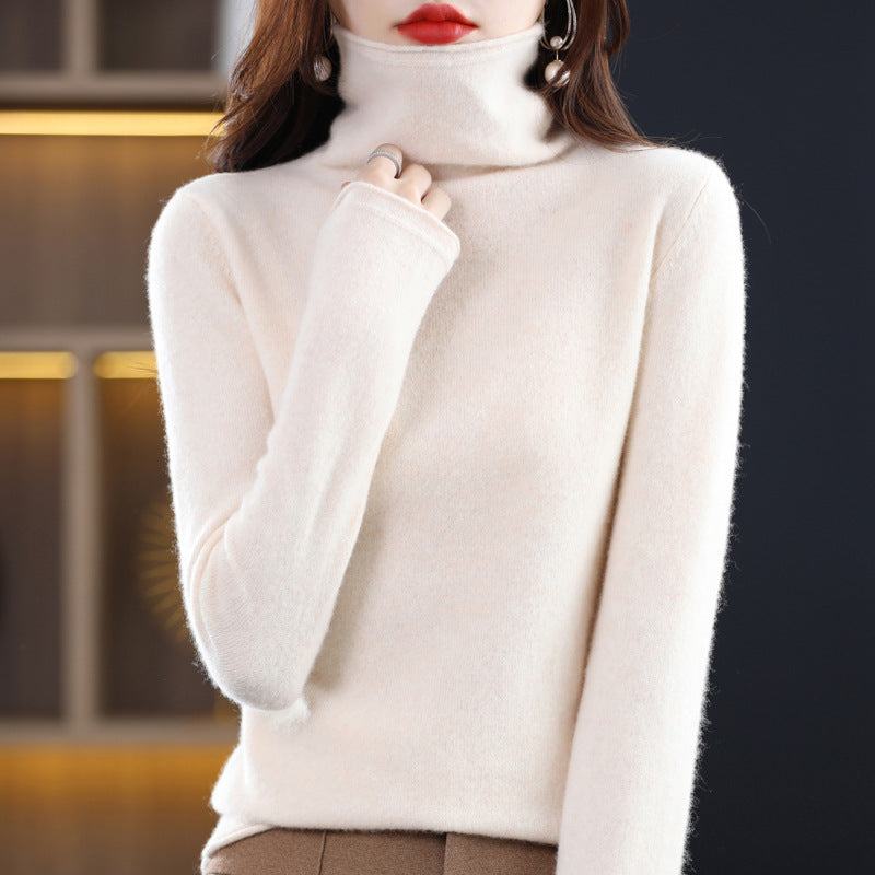 Elena | Stacked Collar Wool Blend Sweater - ginlerie 3