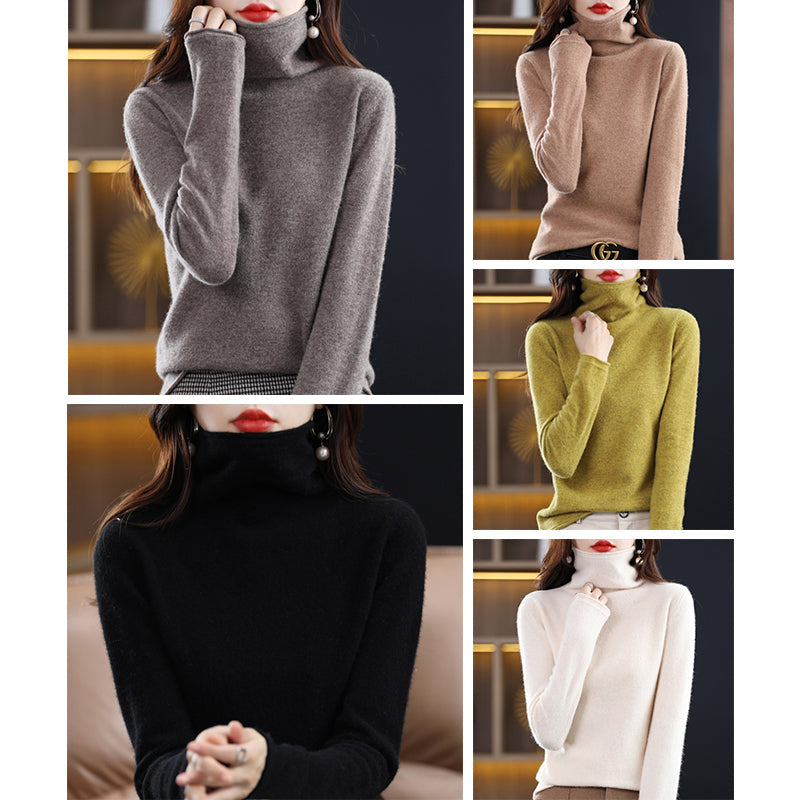 Elena | Stacked Collar Wool Blend Sweater - ginlerie 4