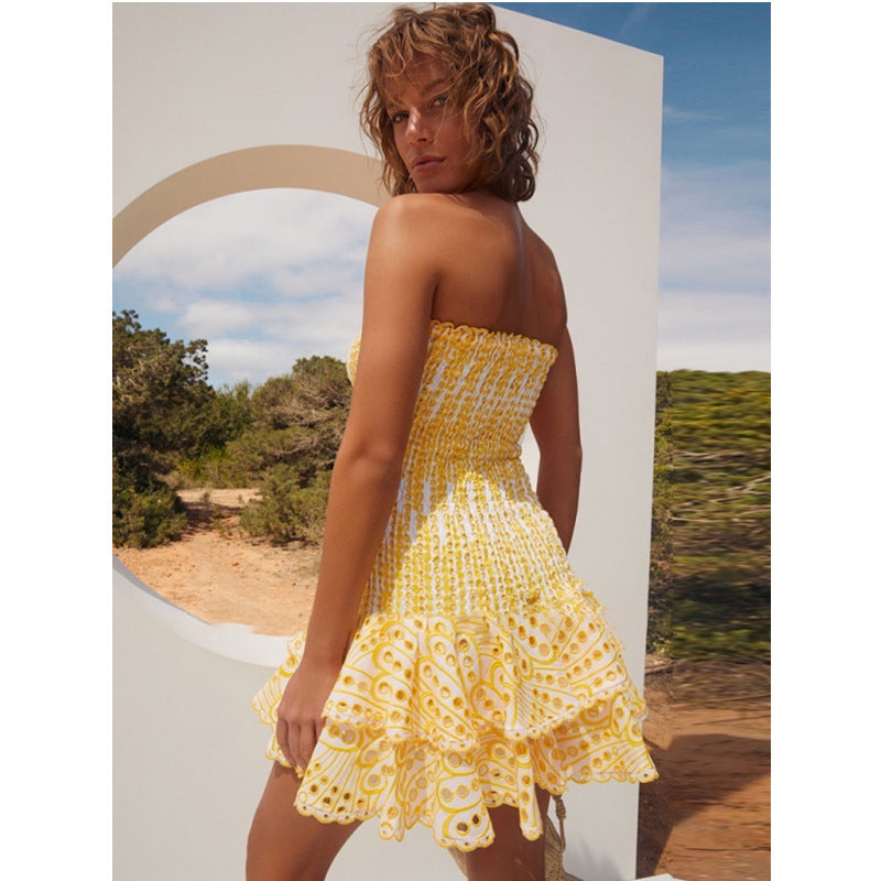 Elena | Strapless White Mini Dress - ginlerie 4