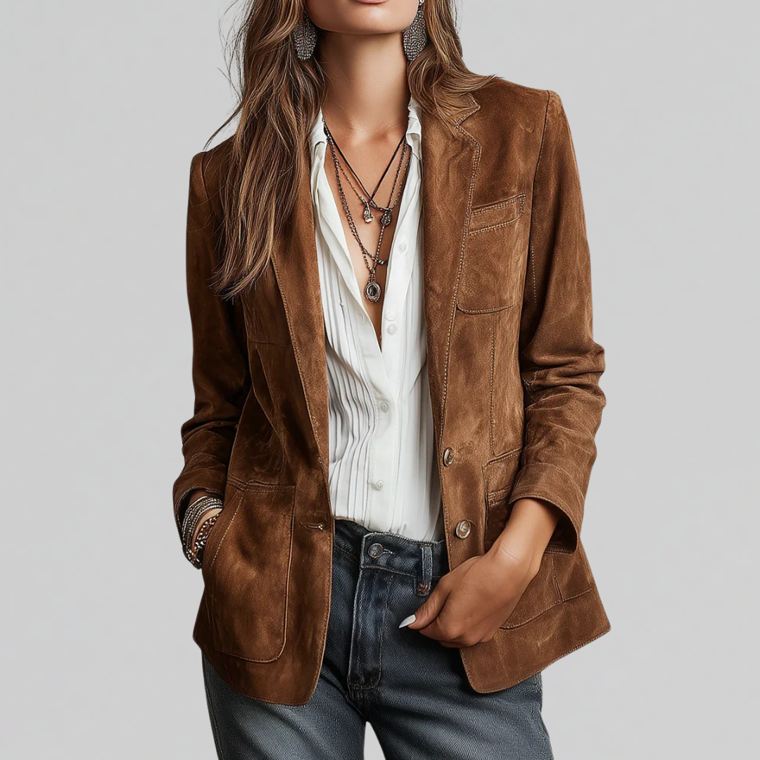 Elena | Suede-Touch Relaxed Fit Blazer - ginlerie 0