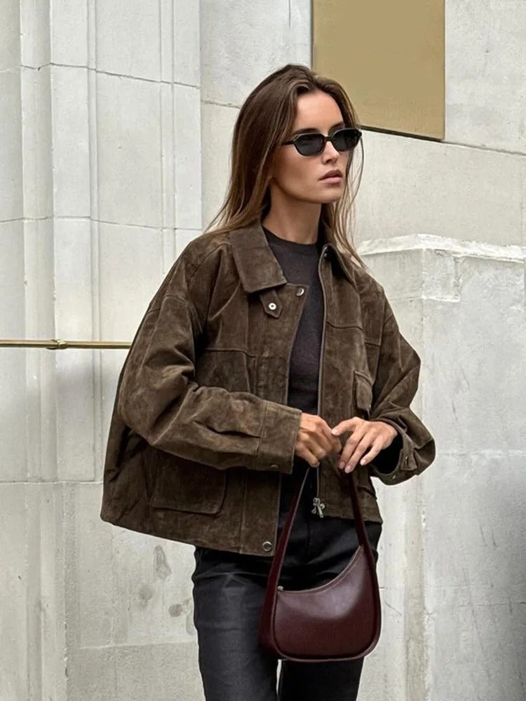 Elena | Suede Utility Jacket - ginlerie 2