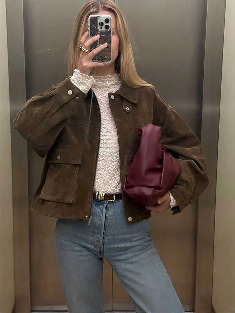 Elena | Suede Utility Jacket - ginlerie 5