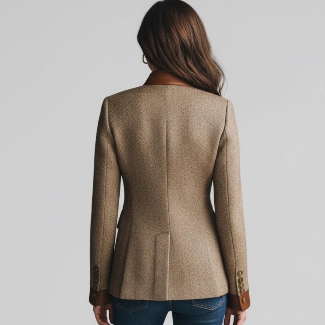 Elena | Tailored Tweed Blazer with Contrast Trim - ginlerie 1