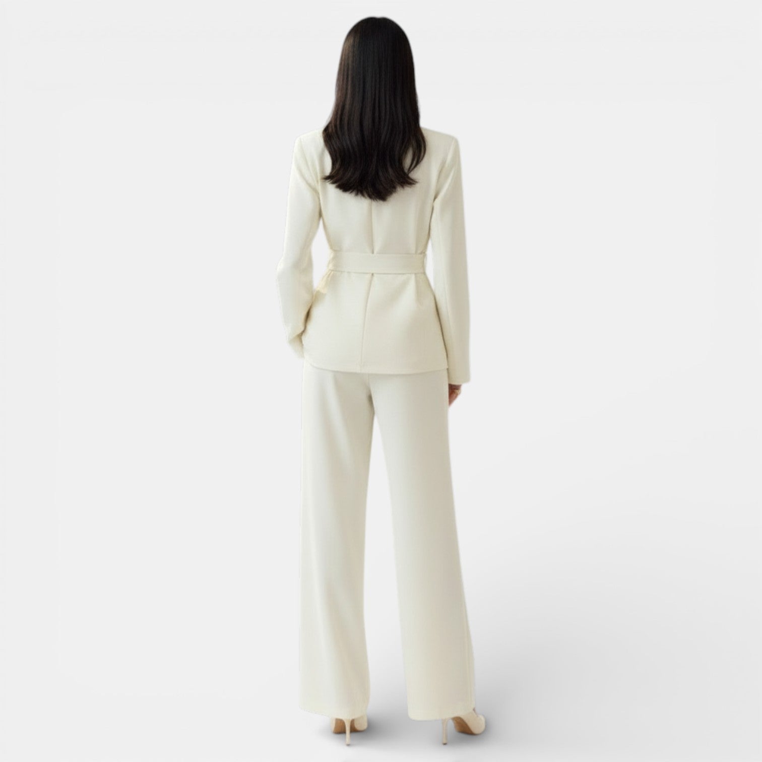 Elena | Tailored Wrap Blazer and Wide Leg Trousers Set - ginlerie 3