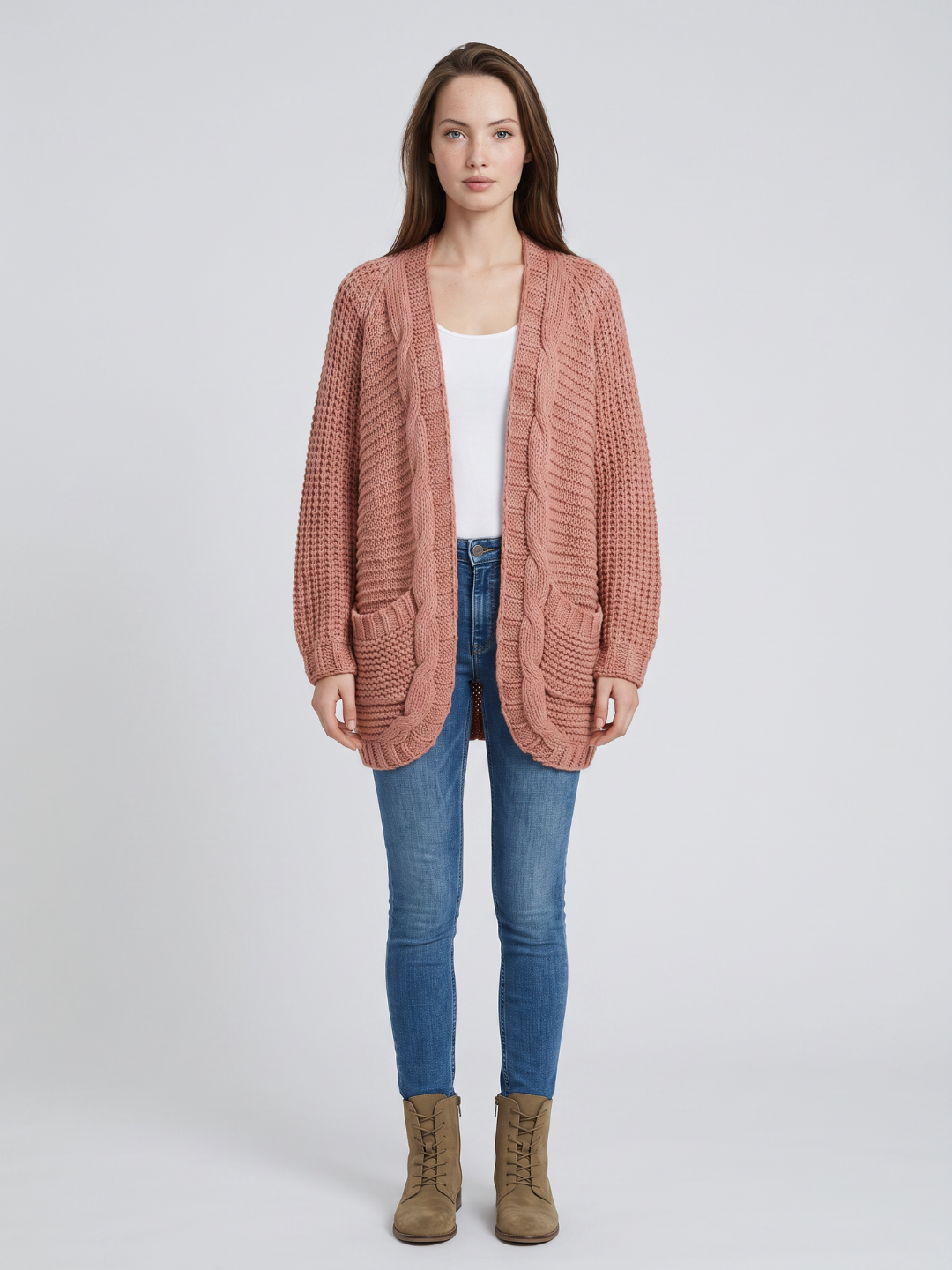 Elena | Textured Cable Knit Cardigan - ginlerie 0