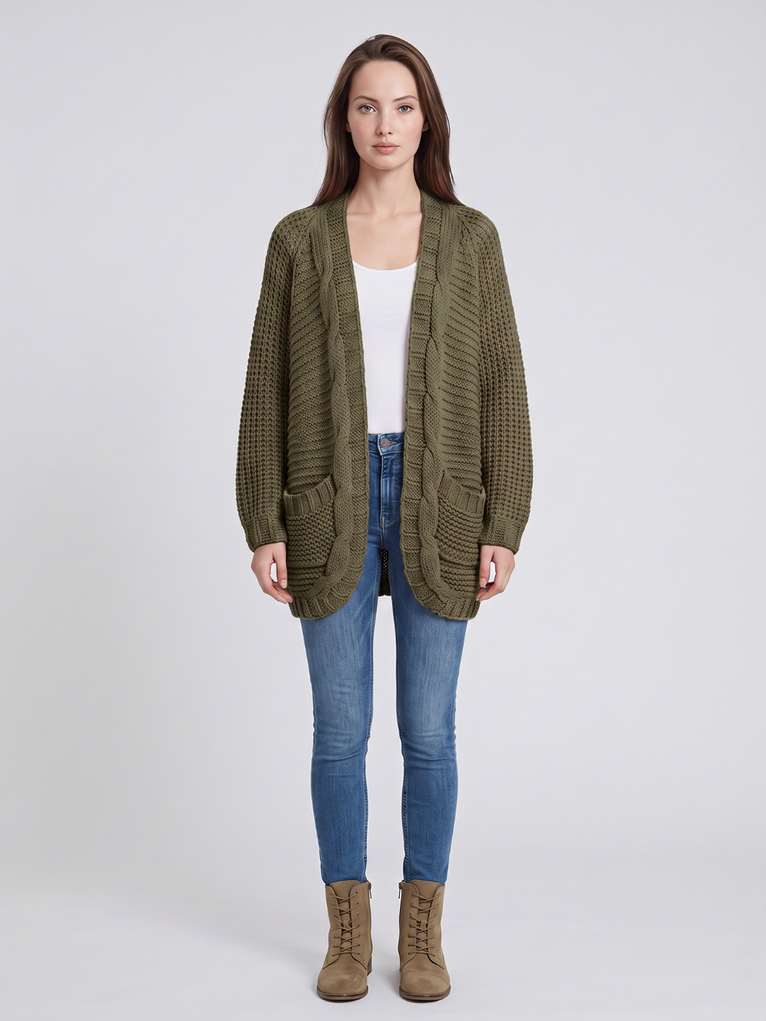 Elena | Textured Cable Knit Cardigan - ginlerie 2
