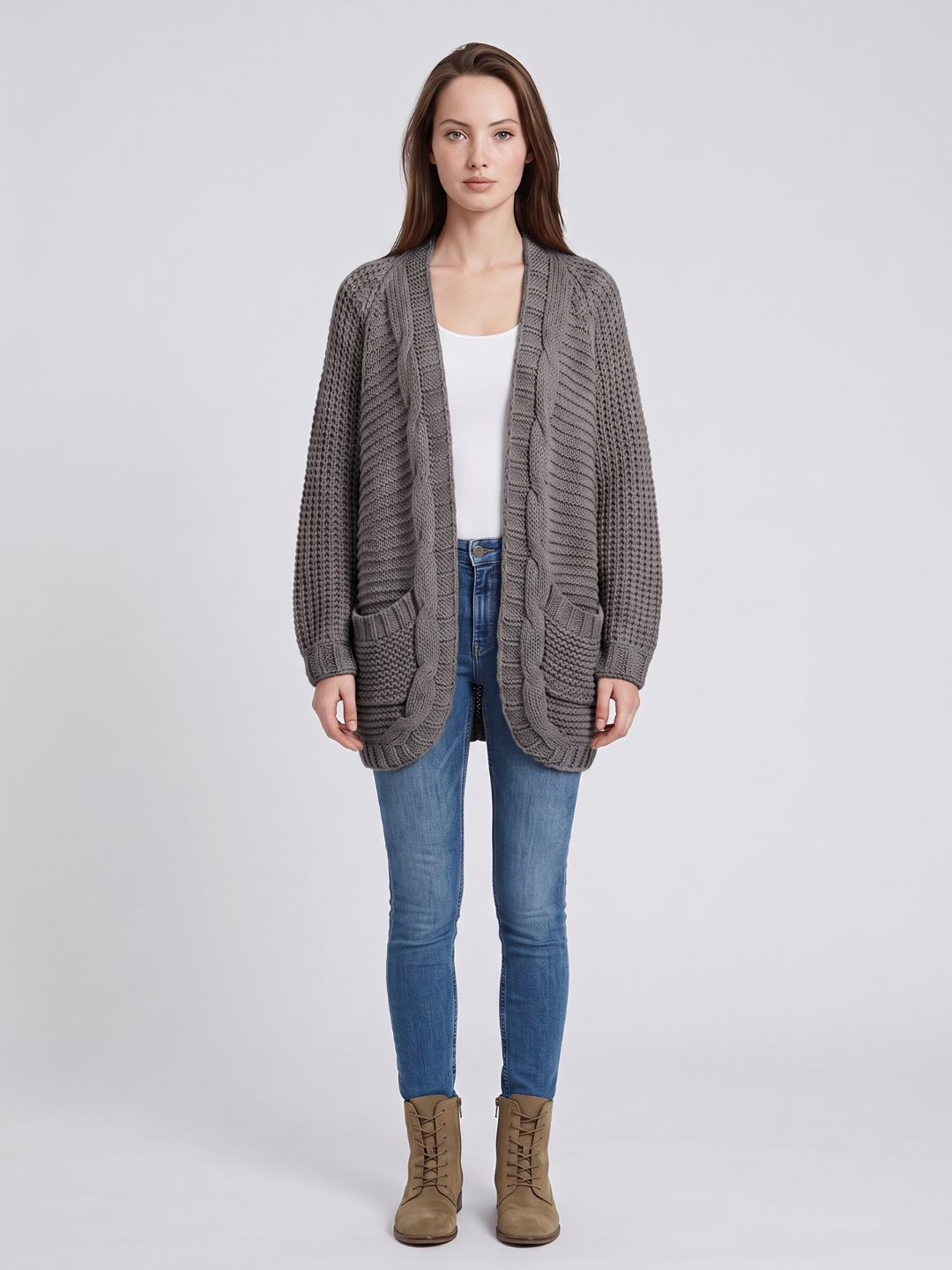 Elena | Textured Cable Knit Cardigan - ginlerie 4