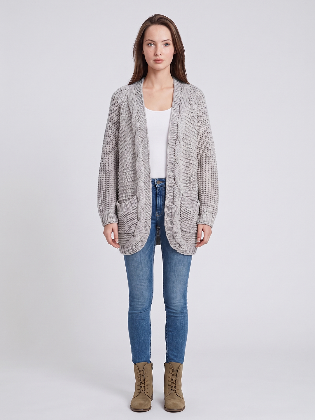 Elena | Textured Cable Knit Cardigan - ginlerie 5