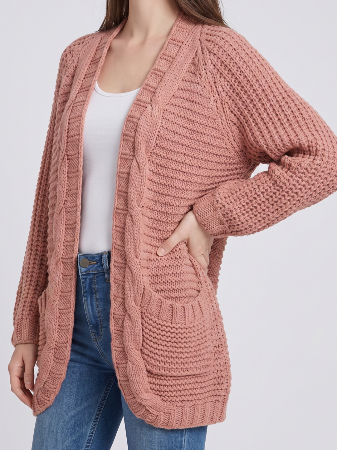 Elena | Textured Cable Knit Cardigan - ginlerie 7