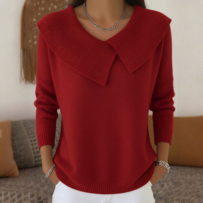 Elena | V-Neck Knit Sweater - ginlerie 0
