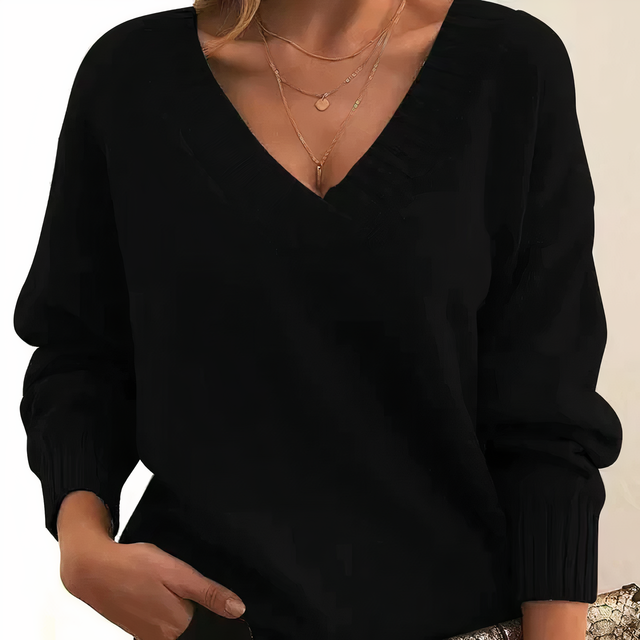 Elena | V-Neck Knit Sweater - ginlerie 0