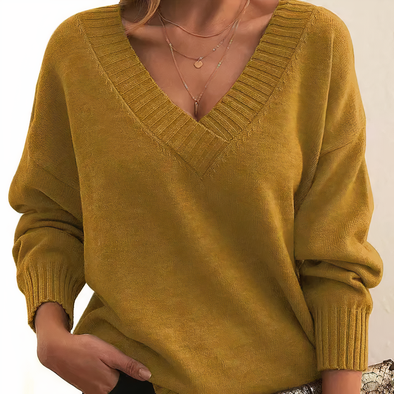 Elena | V-Neck Knit Sweater - ginlerie 5