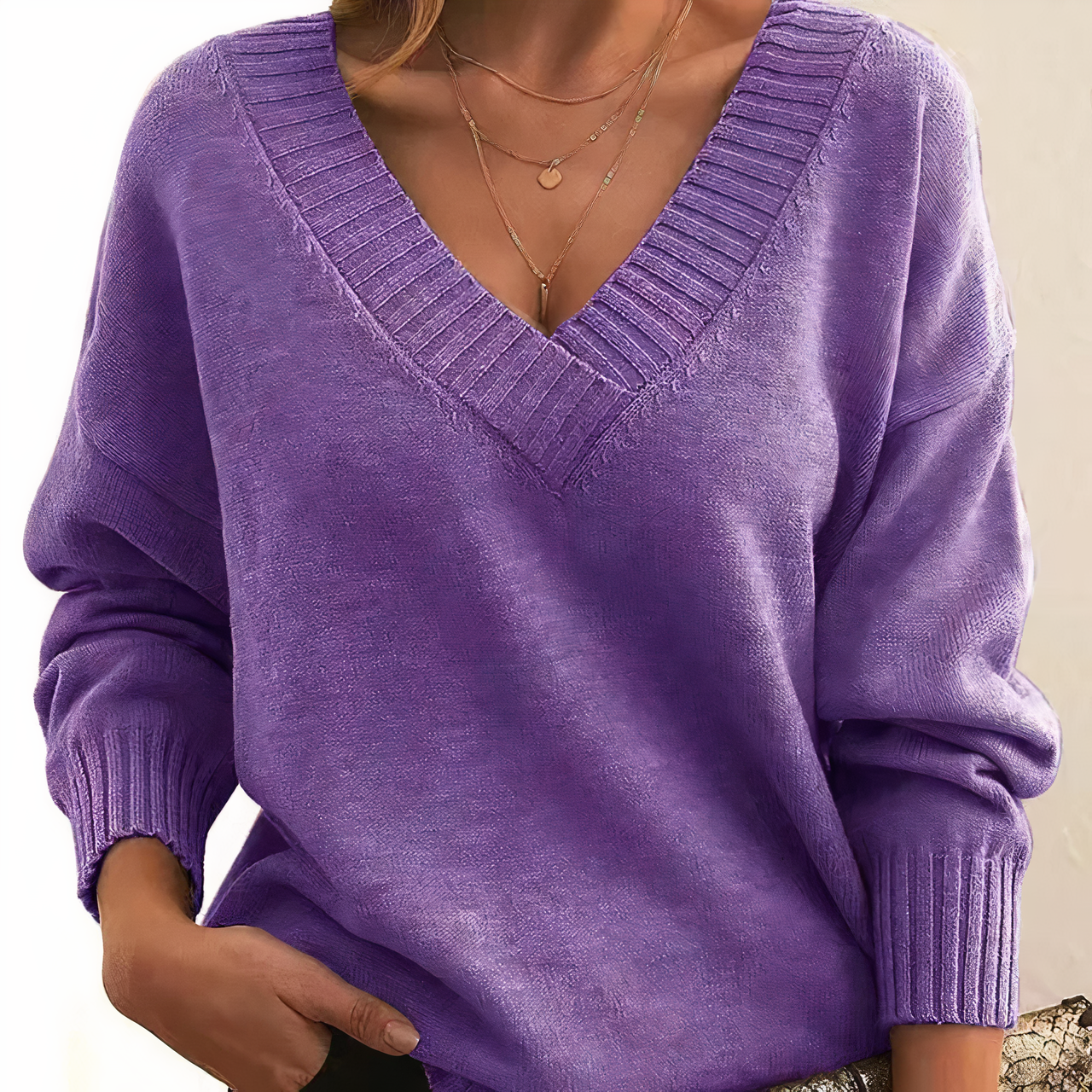 Elena | V-Neck Knit Sweater - ginlerie 9
