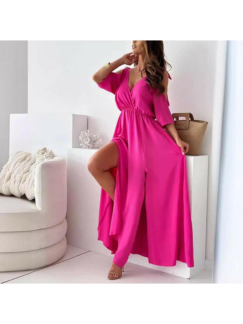 Elena | V-Neck Slit Maxi Dress - ginlerie 4