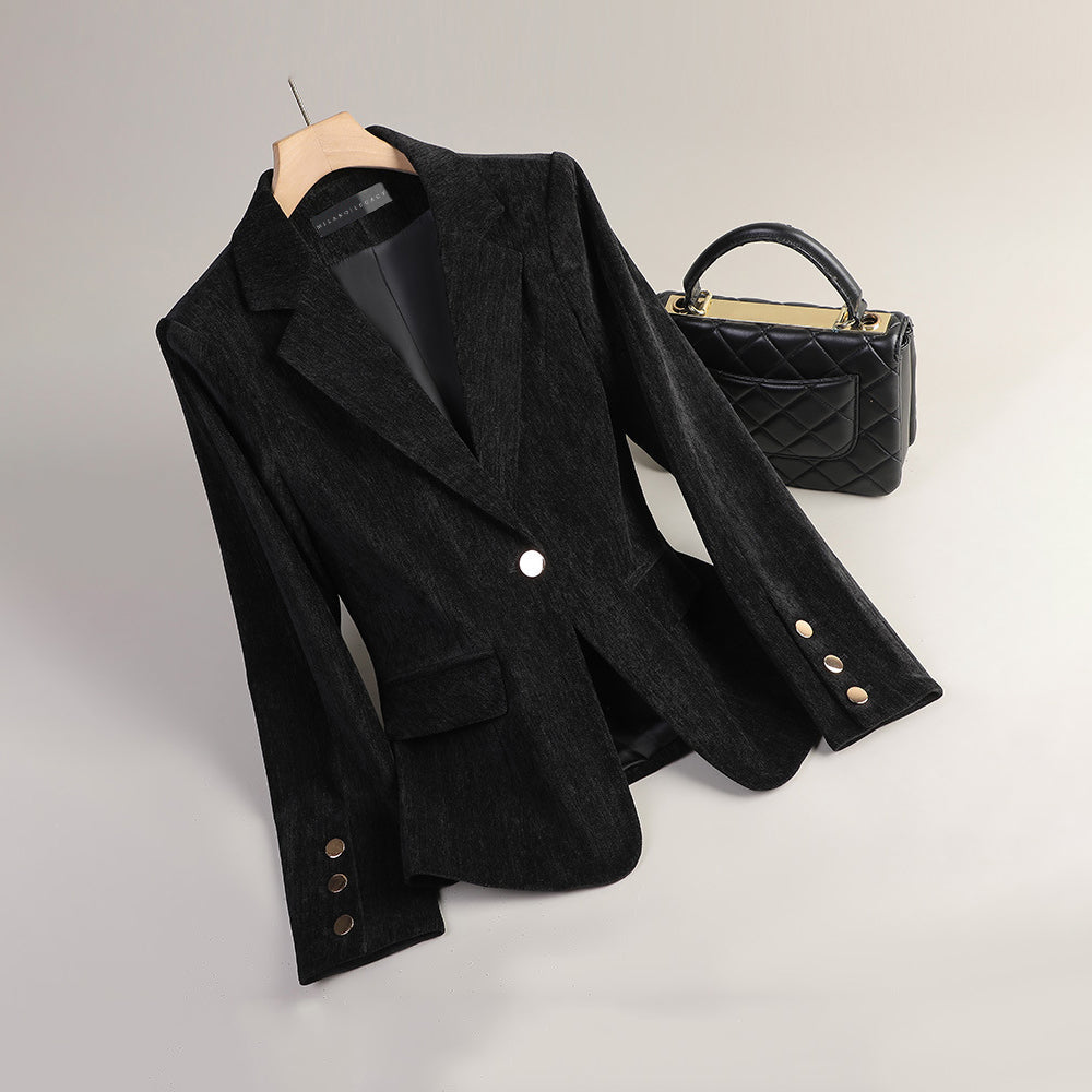 Elena | Velvet Slim-Fit Blazer - ginlerie 0