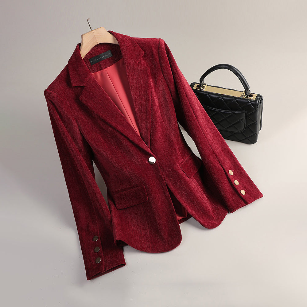 Elena | Velvet Slim-Fit Blazer - ginlerie 1