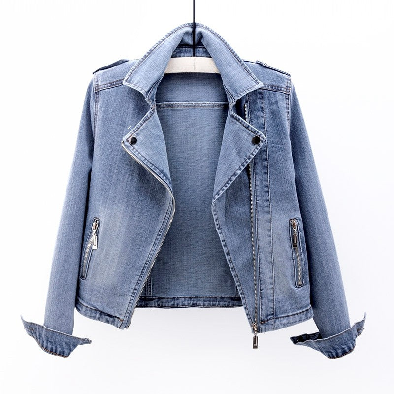 Elena | Vintage Moto Denim Jacket - ginlerie 0