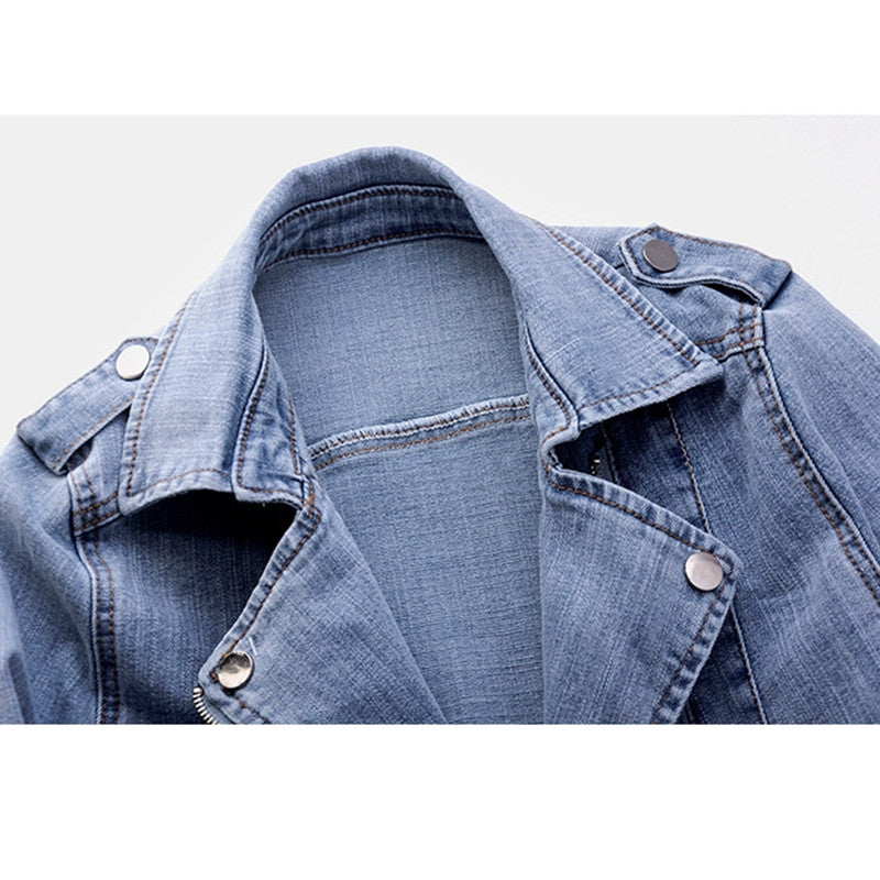 Elena | Vintage Moto Denim Jacket - ginlerie 3