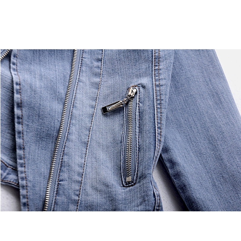 Elena | Vintage Moto Denim Jacket - ginlerie 4