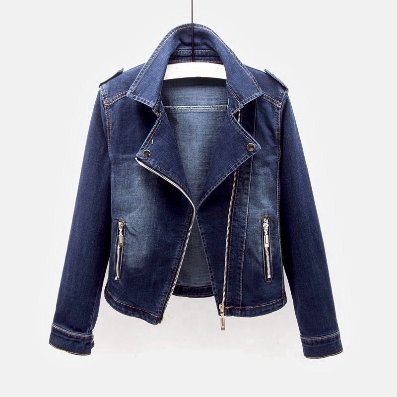 Elena | Vintage Moto Denim Jacket - ginlerie 5
