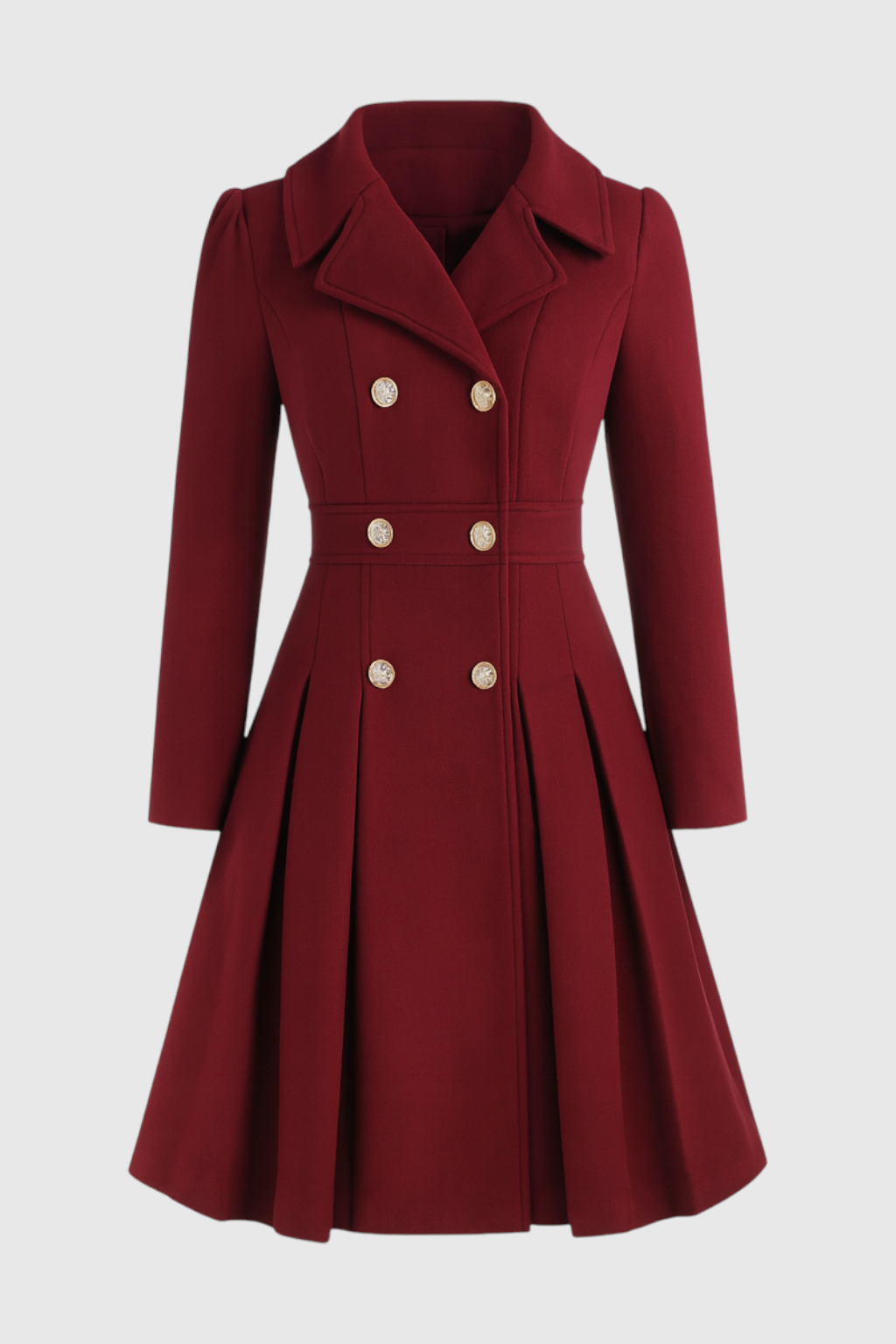 Elena | Warm Long Burgundy Trench Coat - ginlerie 0
