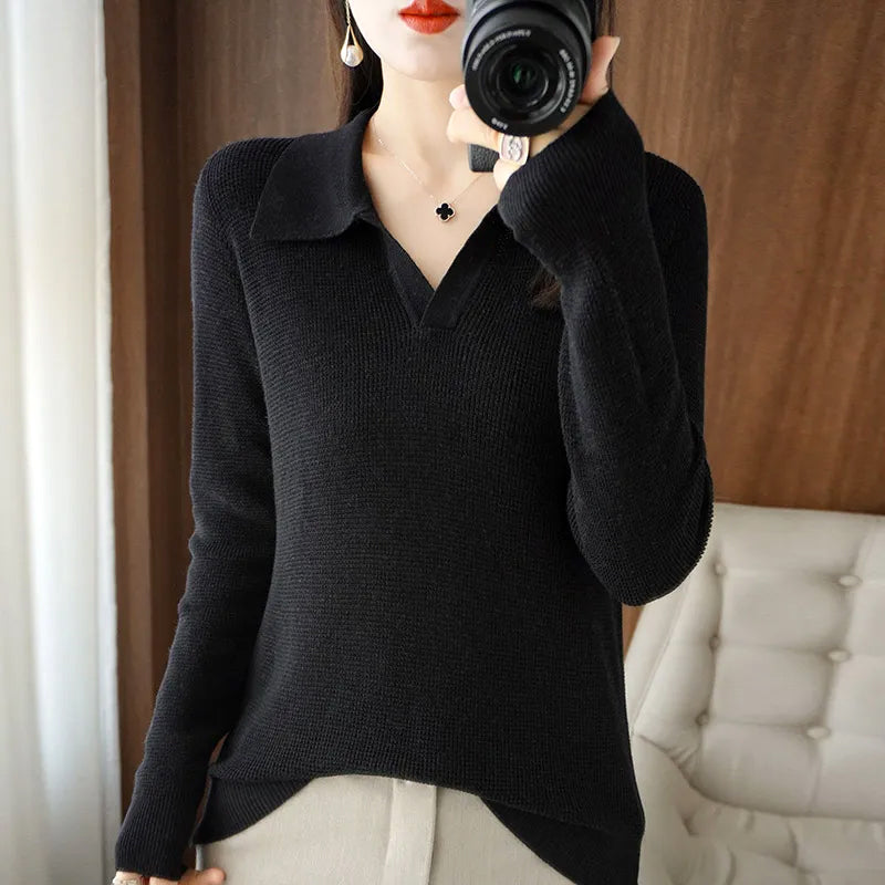Elise | V-Neck Knit Pullover - ginlerie 1