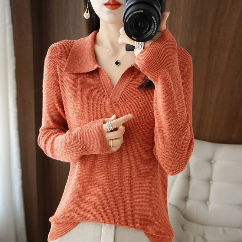 Elise | V-Neck Knit Pullover - ginlerie 4