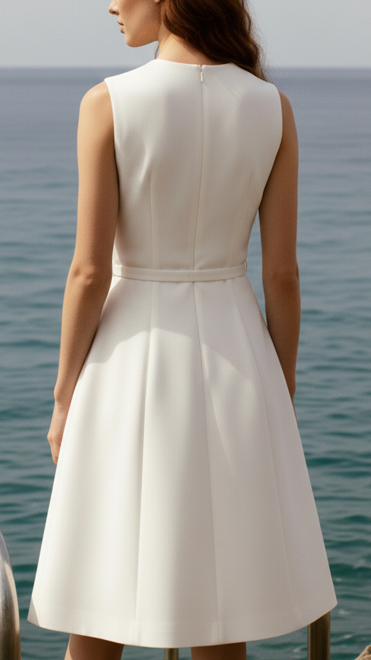 Faux Leather Belted Mini Dress with Sculpted Silhouette – Sleeveless High-Neck Design 2