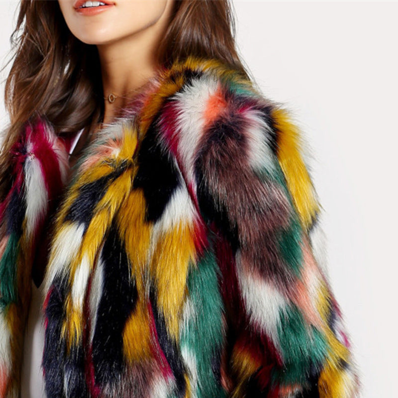 Freya | Multi-Colored Faux Fur Coat - ginlerie 2