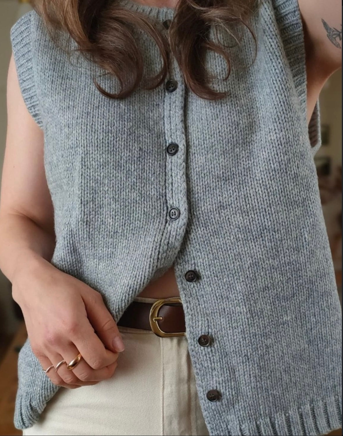 Freya | Sleeveless Knit Vest Cardigan - ginlerie 4