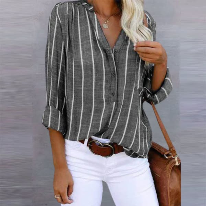 Freya | Striped Button Top - ginlerie 4