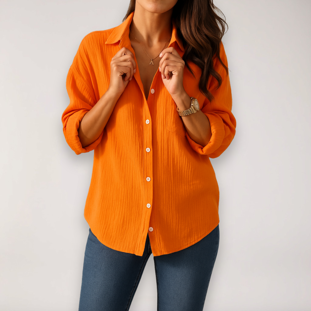 Hazel | Button Front Roll Up Shirt - ginlerie 2