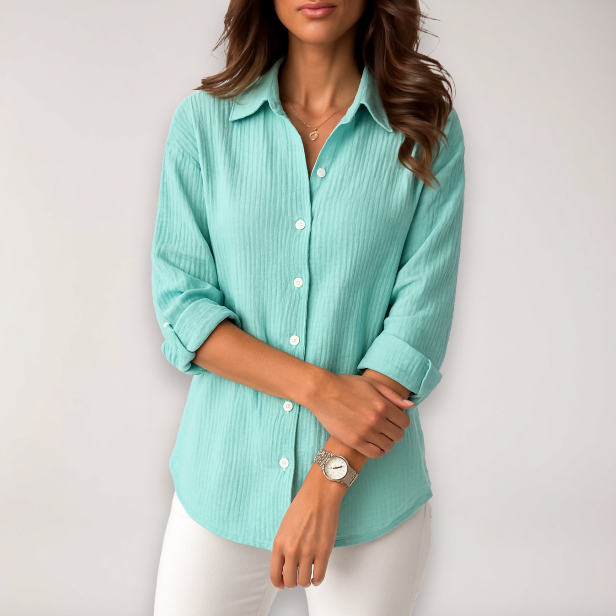 Hazel | Button Front Roll Up Shirt - ginlerie 3