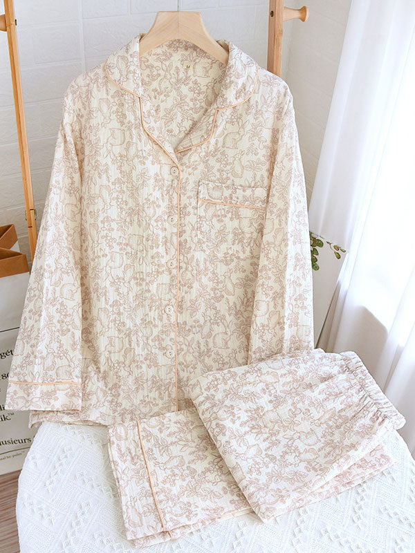 Hazel | Floral Print Pajama Set - ginlerie 0