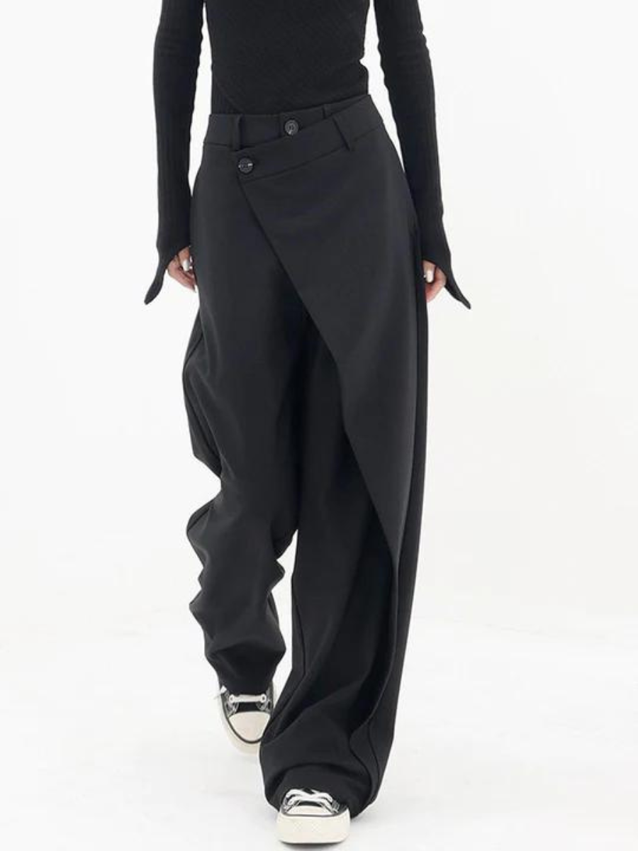 Isla | Asymmetric Wide Leg Trousers - ginlerie 0