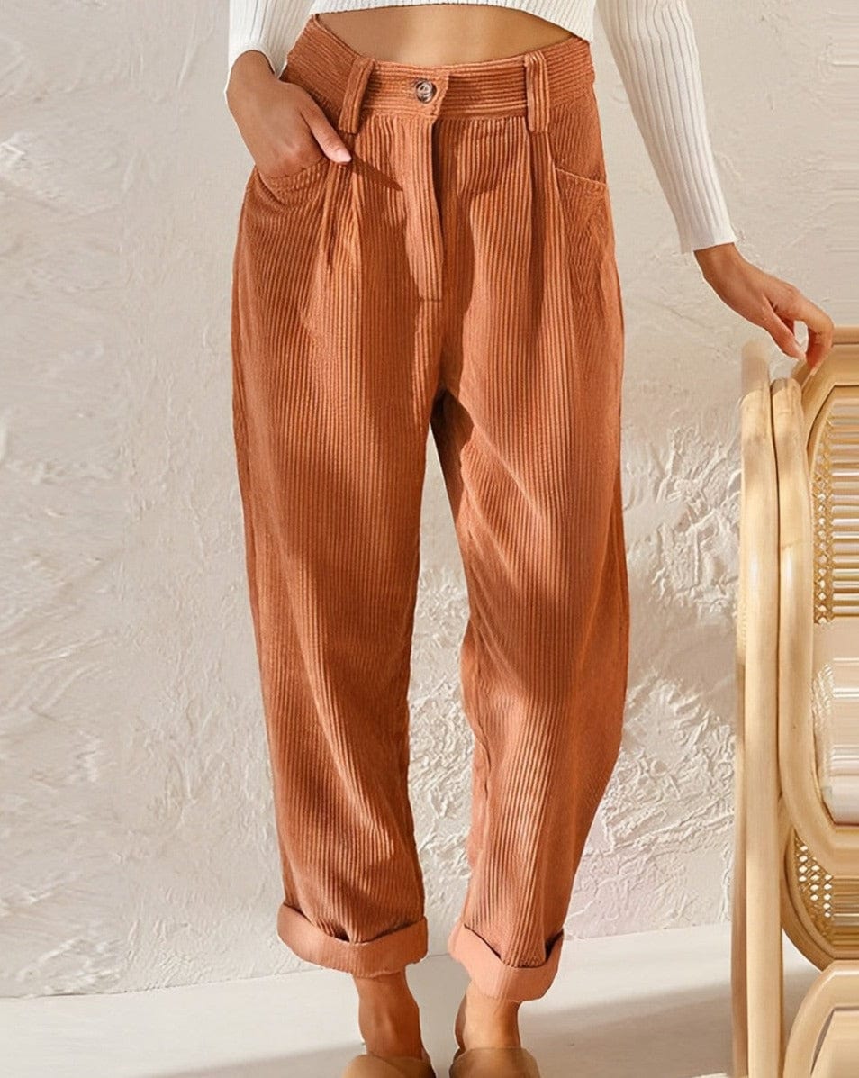 Isla | Chic Brown Corduroy Trousers - ginlerie 4
