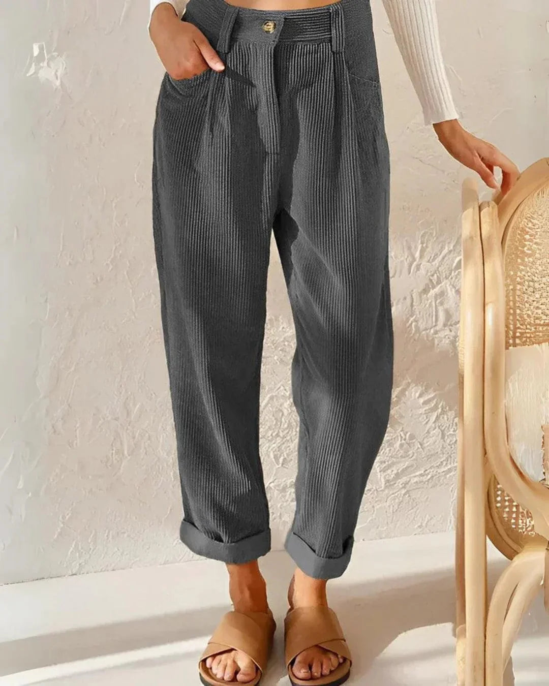Isla | Chic Brown Corduroy Trousers - ginlerie 8